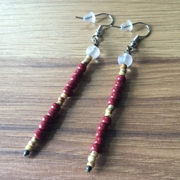*Long Beaded Dangle Earrings Handmade Earrings,  Handmade Earrings - Picture 4 of 5
